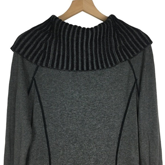 CACHE Sweater Tunic Cowl Off Shoulder Long Sleeve Ribbed Zipper Cuffs Size Large - Picture 4 of 12